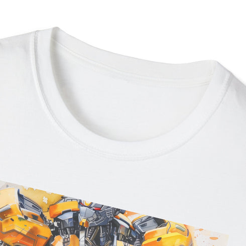 Charcoal short sleeve crew neck T-shirt with heroic Bumblebee graphic