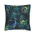 Vibrant blue peacock feather pillowcase, elegant seamless pattern for luxurious sleep oasis