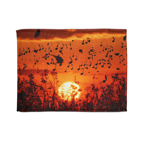 Sunset Made of Music Notes — Plush Fleece Throw Blanket — Full Flat Artwork View
