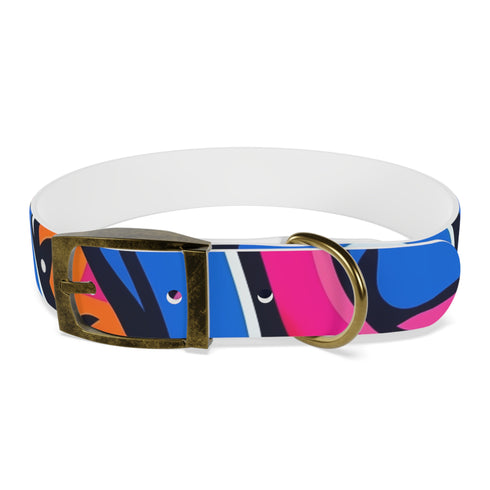 Neon graffiti urban dog collar in black onyx, M size.