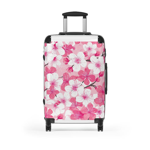 Cherry Blossom Bliss Suitcase in Small Black: Stylish Spring Travel Essential