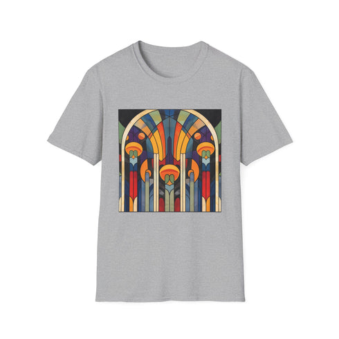 Geometric art deco charcoal t-shirt soft cotton fabric mens casual wear