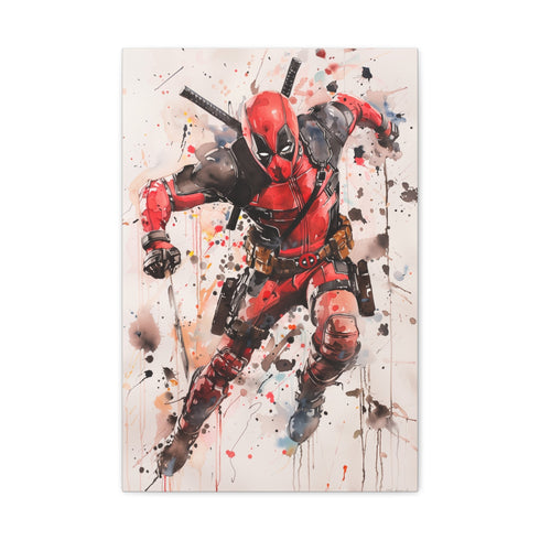 Deadpool canvas art print, 18" x 12", hanging hardware included.