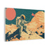 Astronaut Planting Flag on Strange Planet Stretched Canvas Wall Art