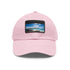 Stylish white baseball hat with Galapagos Islands patch.
