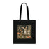 Enchanted Forest Tote Bag in Black Cotton with Woodland Creatures Design.