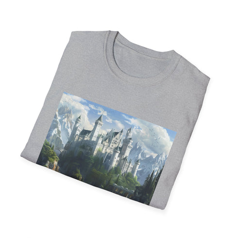 Mystical Fantasy Castle Charcoal T-Shirt Soft Fabric Unisex Men/Women Size S