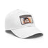 White cotton baseball hat with Lionel Messi signature logo.