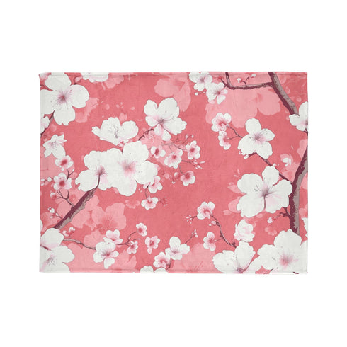 Cherry Blossom Cozy Blanket in pink & white for restful sleep.