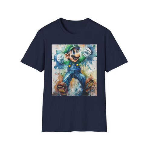 Charcoal Luigi ghostbuster T-shirt with soft cotton fabric and bold design
