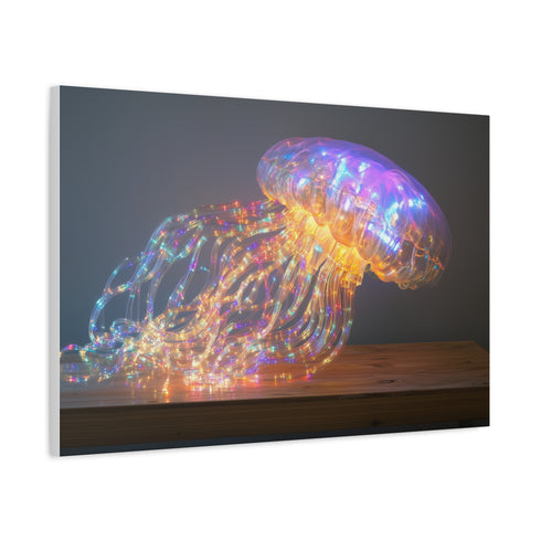 Jellyfish with Fiber Optic Tentacles Stretched Canvas Wall Art