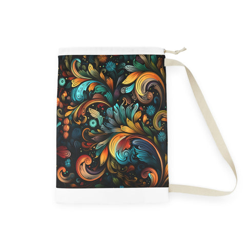 Isomorphic design laundry bag with sleek geometric pattern in black and white