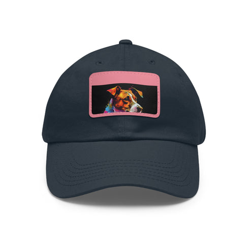 Jack Russell Puppy Love Baseball Cap in White with Light Brown Patch