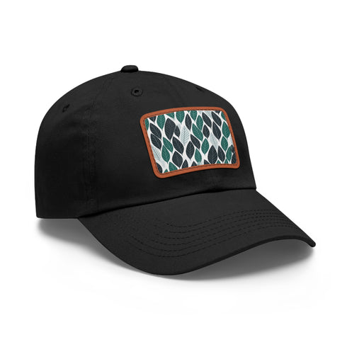 Green leaf pattern baseball cap with unique ferret texture design.