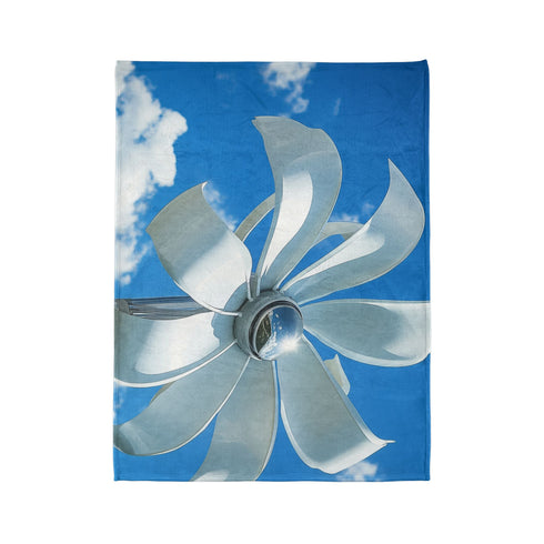 Wind Turbine Shaped Like Flower Petals — Plush Fleece Throw Blanket — Product Detail View 10