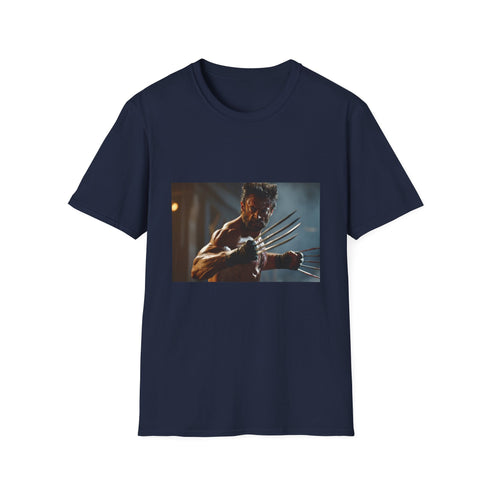 Charcoal watercolor Hugh Jackman Wolverine T-shirt featuring fierce claws design