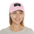 Neon watercolor baseball cap with light brown rectangle patch.