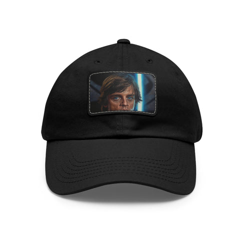 Galactic Jedi Baseball Cap with Light Brown Patch - White Unisex Hat