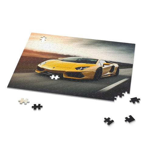 Lamborghini speed racing jigsaw puzzle with 120 pieces.