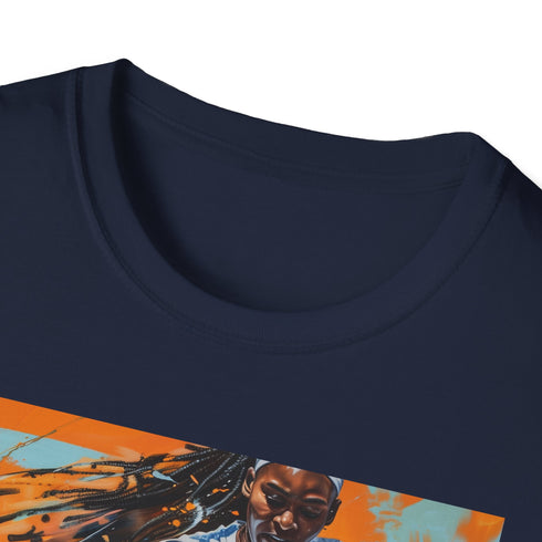 Rising Star Coco Gauff Portrait T-shirt in Charcoal Cotton-Regular Fit