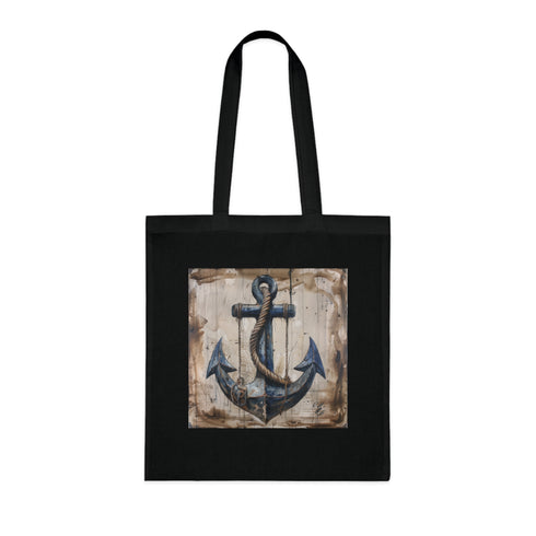 Nautical anchor black tote bag, perfect for seaside adventures.