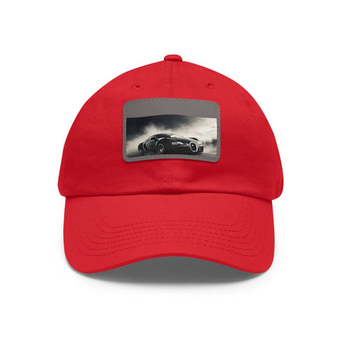 White Bugatti Speedster Cap with a Light Brown Rectangle Patch Vegan Hat