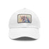 Watercolor Unicorn cap in white with light brown patch, rectangle shape.