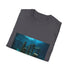 Charcoal cotton T-shirt with DTG printed ancient underwater city graphic