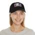 Chicago skyline watercolor hat with white/light brown rectangle patch.