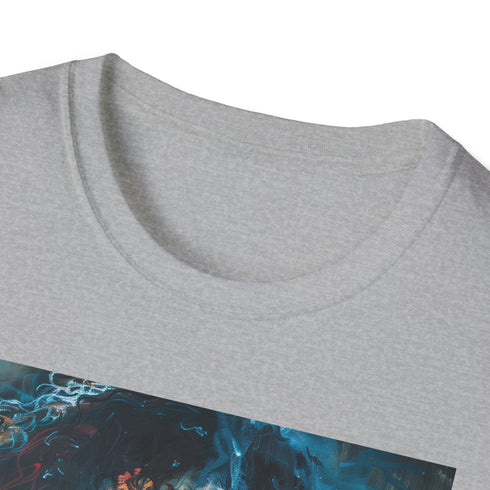 Charcoal cotton crew neck t-shirt showcasing vibrant portrait of Rubeus Hagrid