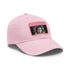 Neon watercolor Paul McCartney baseball cap in white with light brown patch.