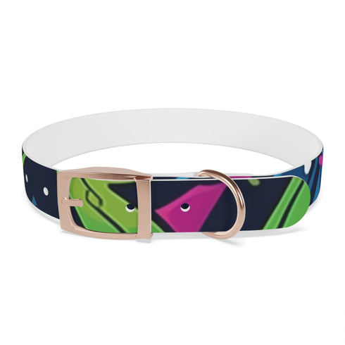 Neon Urban Graffiti Dog Collar in vibrant black onyx option.