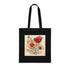 Botanical Sketches Tote Bag in Black Cotton with Hand-Drawn Flowers