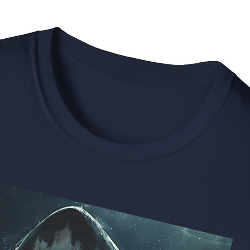 Charcoal cotton t-shirt with fierce Jaws painting graphic ideal for summer