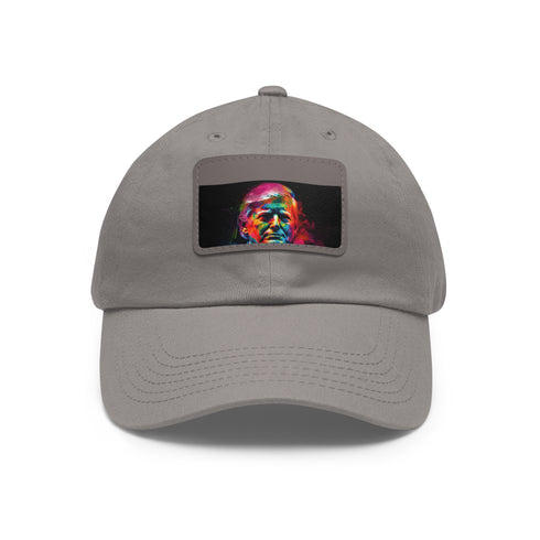 Neon Trump Watercolor Splatter Cap - White Light Brown Rectangle Hat