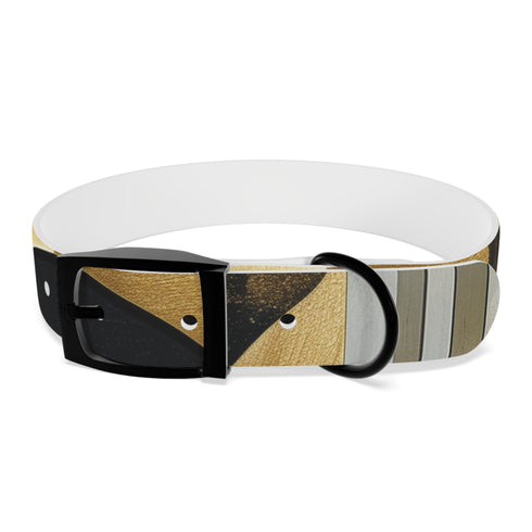Abstract art deco patterned dog collar in black onyx for medium dogs.