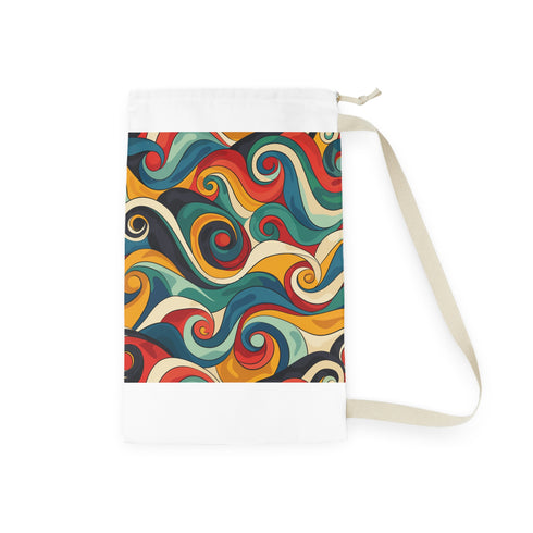 Vibrant wave pattern laundry bag for stylish laundry transport