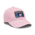 Vibrant watercolor Elon Musk themed baseball cap in white/light brown.
