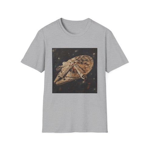 Star Wars Millennium Falcon T-Shirt in Charcoal, Size S, Unisex.
