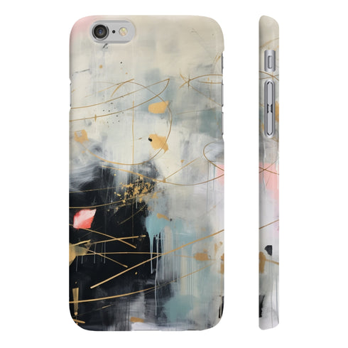 Chic mint and gold abstract acrylic phone case, glossy finish.