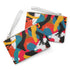 Abstract bright clutch bag with bold, vibrant seamless pattern in multicolor.