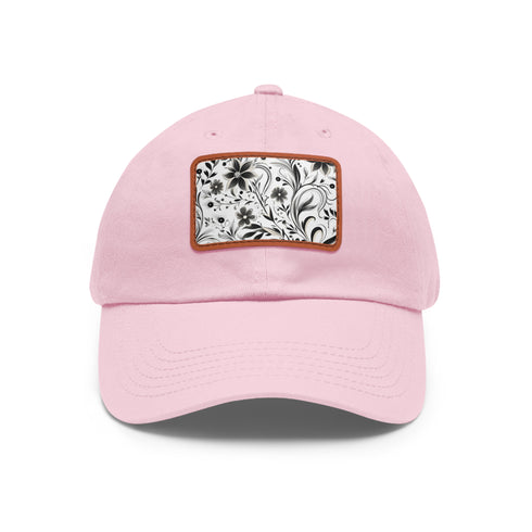 Monochrome baseball cap, white/light brown patch, rectangle shape, repeating pattern.