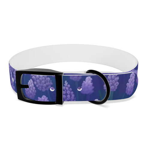 Stylish seamless Lavender Fields dog collar in black onyx M variant.
