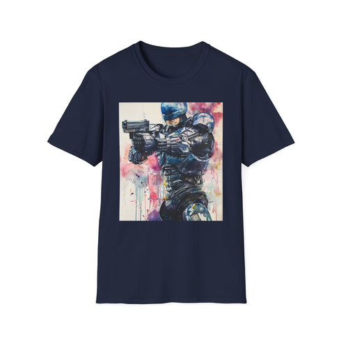 Charcoal RoboCop T-shirt, crew neck, DTG print, regular fit.