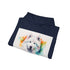 Smiling Samoyed watercolor navy hoodie, regular fit, unisex cozy pullover.