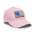 White Eiffel Tower watercolor print baseball cap with rectangle patch.