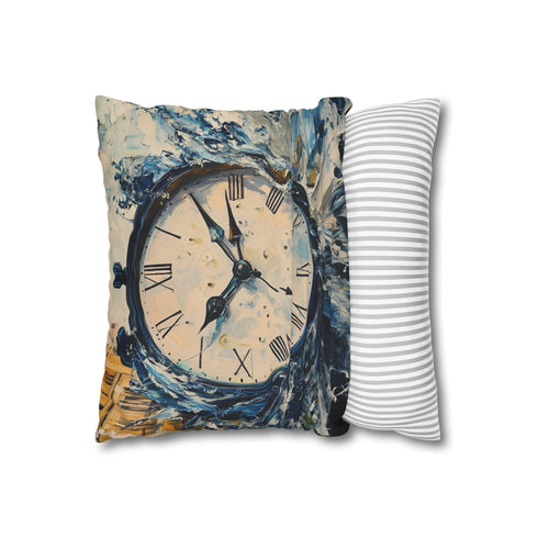 A Clock Melting Away Symbolizing the Fleeting Natur Double-Sided Square Cushion Cover