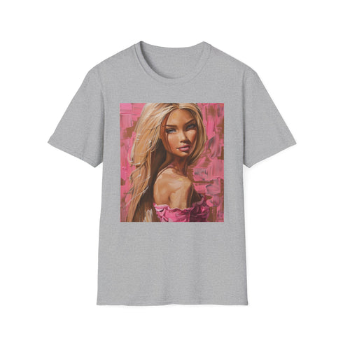 Charcoal cotton T-shirt featuring vibrant Barbie painting regular fit crew neck design