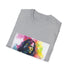 Charcoal cotton T-shirt featuring vibrant Michelle Obama neon graphic for summer