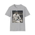 Charcoal cotton crew neck T-shirt with Babe Ruth watercolor illustration